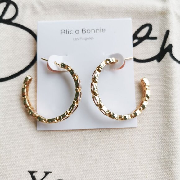 Alicia Bonnie Hoop Earrings - Abbie - Magenta Pink Gold - Picture 1 of 3